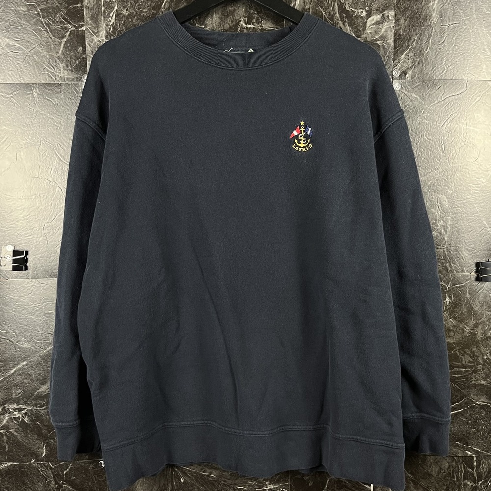 Polo Ralph Lauren Women's Blue Flag Anchor Crest Sweater Large